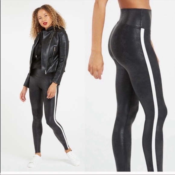 Spanx Side Stripe Faux Leather Leggings - Picture 4 of 8